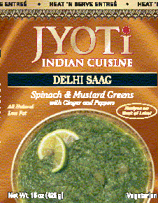 DELHI SAAG/SPINACH & GRNS Case of 12 / 15 OZ from Jyoti Cuisine India
